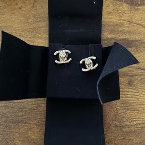 Chanel Interlocking Stud Earrings.